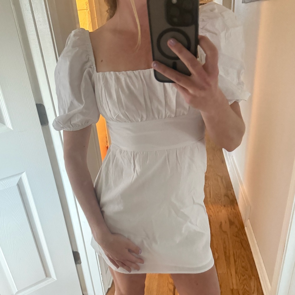White Puff Sleeve Dress